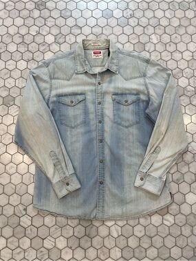 Vintage Wrangler Light Blue Denim Western Shirt